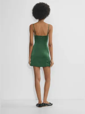 NWOT Sunday Best Shimmer Satin Dress - Emerald - 00 thumbnail 5