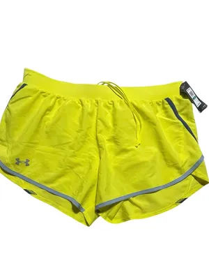 Under Armour Women's Neon Lime Training Shorts with Gray Reflective Trim‎ thumbnail 3