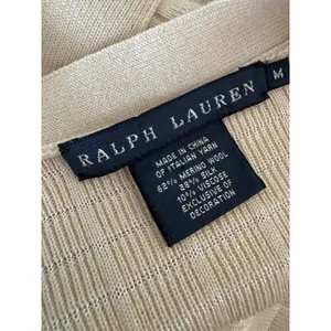 Ralph Lauren X Wimbledon Cream Ribbed Knit Button Crest Cardigan Sweater Medium thumbnail 8