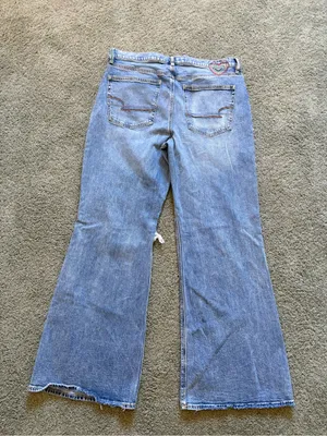 American Eagle Strigid Low Rise Baggy Flare Distressed Jeans Rainbow Size 10 thumbnail 2
