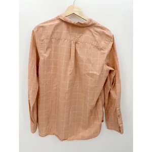 Garnet Hill Womens 12 Salmon Pink Windowpane Plaid Organic Pima‎ Cotton Shirt thumbnail 2