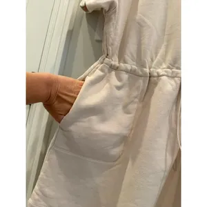 UGG Anisha French Terry Drawstring Waist Pocket Dress Small Cream Beige thumbnail 7