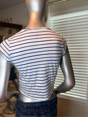 Anthropologie Maeve XS Striped Lace Crochet Crop Top 100% Cotton Boho Festival thumbnail 3