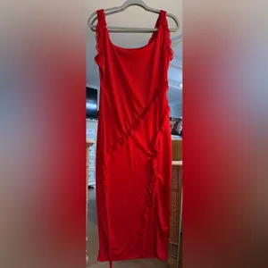 NEW Red High Slit Ruffle Bodycon Maxi Wedding Party Prom Dress XL thumbnail 4