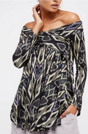 NWT Free People Arcadia Tribal Print Tunic Top Women's Size Small thumbnail 1