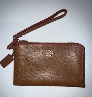Coach‎ Brown Pebbled Leather Double Zipper Closure Wristlet - Wallet T thumbnail 1