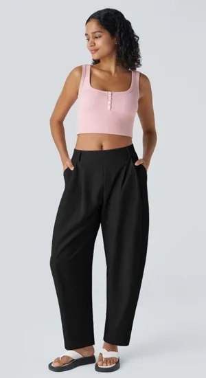 Mid Rise Side Pocket Barrel Leg Work Pants thumbnail 6