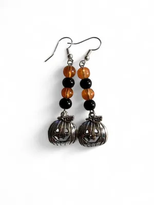 Handmade Halloween Pumpkin Jack-O’-Lantern Earrings 🎃 thumbnail 3