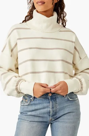 Free People Striped Turtleneck Sweater thumbnail 1