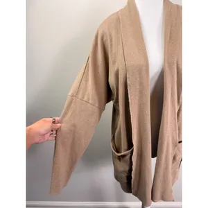 Pact Organic Cotton Airplane Wrap Open Cardigan Sesame Heather XS/S thumbnail 7