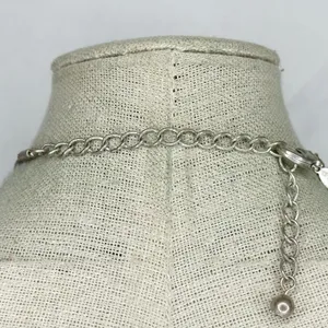 Chico's Double Strand Cord Square Striped Silver Tone Pendant ✨ thumbnail 5