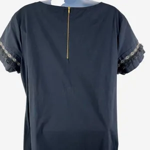Coercion London Womens Black Shift Dress Boho Fringe Tassel Trim Gold Zipper 10 thumbnail 5