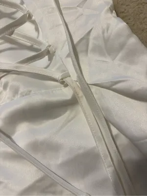 Peppermayo White Bow-Shoulder Button Mini Dress thumbnail 6