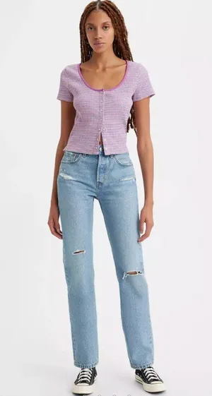 Levi's 501 Original Fit Women's Jeans 28x30 Lane Change -Medium Wash thumbnail 1