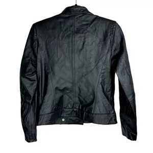 IMAN Genuine Leather Zip Jacket Sz XS Womens Fur Moto thumbnail 2