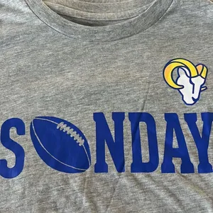 NFL LA Rams Sunday Football Women’s Short Sleeve Heather Gray T-Shirt- Large thumbnail 7