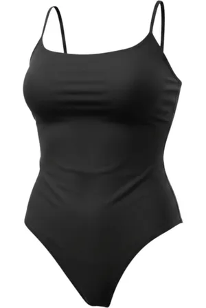 By‎ Anthropologie Womens Black Spaghetti Strap Thong Bodysuit Large Scoop Neck thumbnail 1