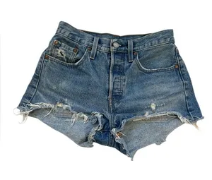 Levi’s Classic High-Rise Distressed Denim Shorts - Blue thumbnail 1