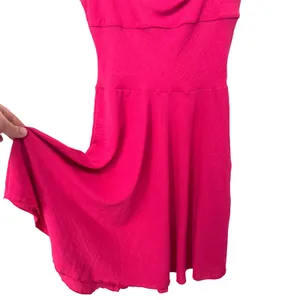 See You Monday Y2K‎ Hot Pink Cowl Neck Fit Flare Mini Dress MED Festival Barbie thumbnail 3