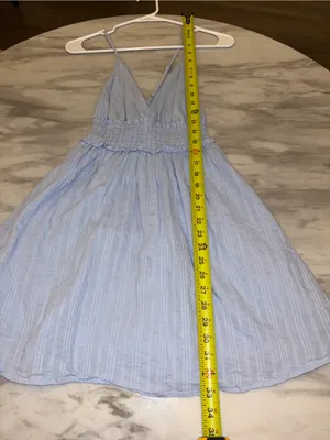 Light Blue Smocked Waist Spaghetti Strap Dress thumbnail 4