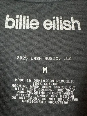 Billie Eilish 2025 Official Graphic Band T-Shirt Black Red Size Medium Grunge thumbnail 6