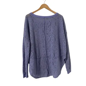 FREE PEOPLE Purple Glacier Not Cold In This Top Lilac Lace Pullover Top Crew thumbnail 8