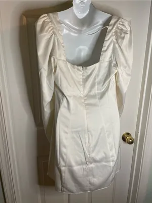 Danielle Bernstein White Square Neck Long Sleeve Mini Dress Size Large thumbnail 5