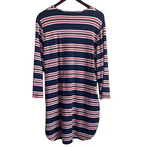 La Blanca Women Sailor Striped Dress L Lace‎ Up Nautical Coastal Preppy Resort thumbnail 2
