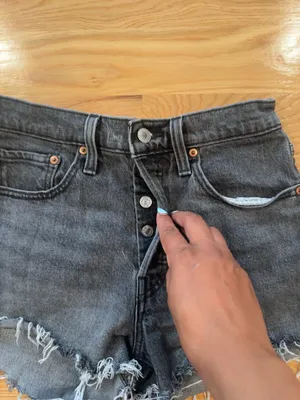 Levi’s 501 Original High Rise Cut Off Denim Shorts Gray Black Distressed Women’s thumbnail 7