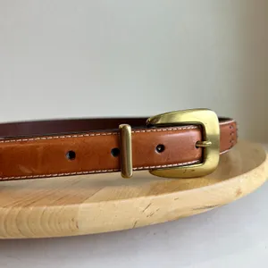 Fossil Tan Genuine Leather Patchwork Solid Brass Buckle Belt Size XL thumbnail 4