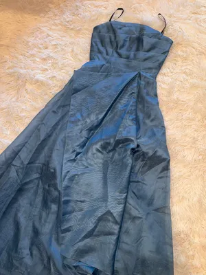 NEW Donna Karan New York Ruched Strapless Organza indigo blue Gown Sz 2 thumbnail 6