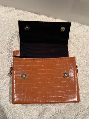 Brown Croc Embossed Box Bag Top Handle Crossbody thumbnail 6