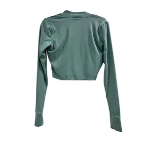 Women's Cropped Zip-Up Track Jacket Green XL Activewear thumbnail 4
