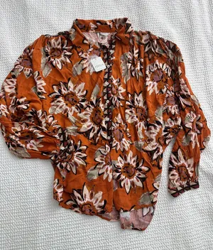 Free People good vibrations floral printed oversized blouse thumbnail 1