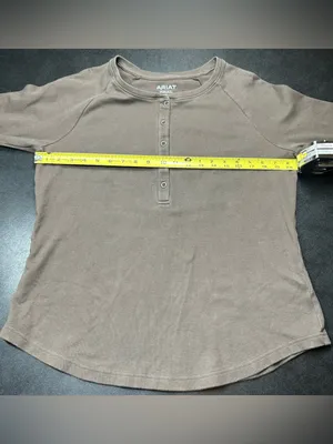 Ariat Real Women’s Size L Brown Lightweight Henley Top thumbnail 3