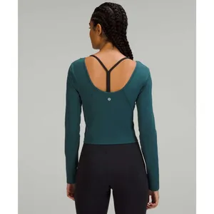 Lululemon Align Long Sleeve Shirt Green Jasper Sz 4 Athletic Pilates Crop Top thumbnail 2
