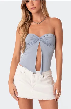 Edikted Crop Top Blue thumbnail 1