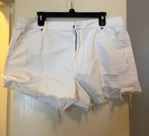 Aerie White Denim Shorts thumbnail 1