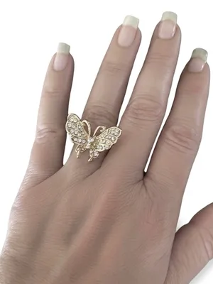 NWT Butterfly crystal ring Gold thumbnail 1
