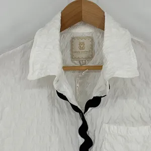 Simply Southern White Seersucker Pajama Set Short Sleeve Black Trim‎ Small NWT thumbnail 9