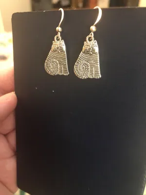 Kitten cat handmade earrings Silver thumbnail 3