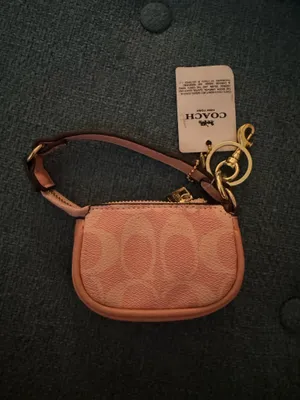 Coach pink Teri signature mini coin purse pouch keychain thumbnail 2