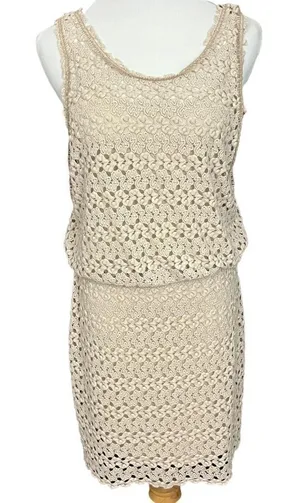 Free People Tan Boho Crochet Lilly Mini Dress S thumbnail 1