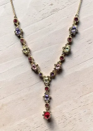 Marchesa Multi-Color Rhinestone "Y" Necklace thumbnail 1