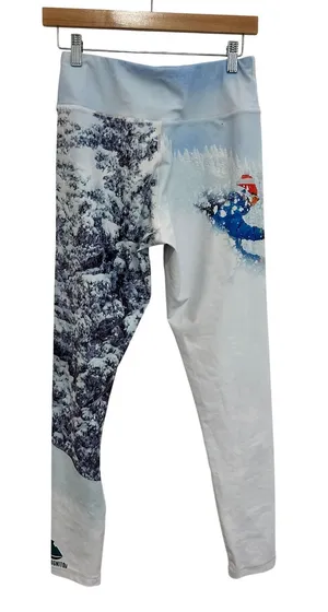 Mountain Cognito Pow Mountain Print Patterned Leggings Women Medium Outdoor Ski thumbnail 1
