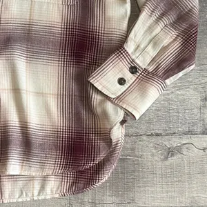 Madewell NEW Long Sleeve Flannel Popover Shirt Womens XL Plaid Burgundy Tunic thumbnail 5