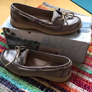 Sperry Metallic Pewter Leather Boat Shoes thumbnail 2