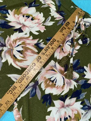 STARS ABOVE floral pajama pant tassel drawstrings 2 pockets olive green size L thumbnail 8