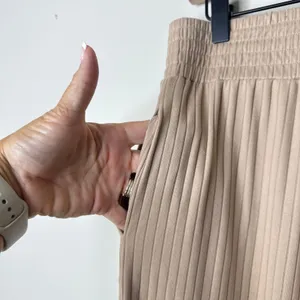Jackson Rowe Ribbed Wide Leg Pants‎ Women's Medium High Waist Smocked Waistband thumbnail 5