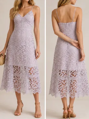 Anthropologie Elliatt Tingle Floral Lilac Overlay Wedding Guest Lace Midi Dress thumbnail 10